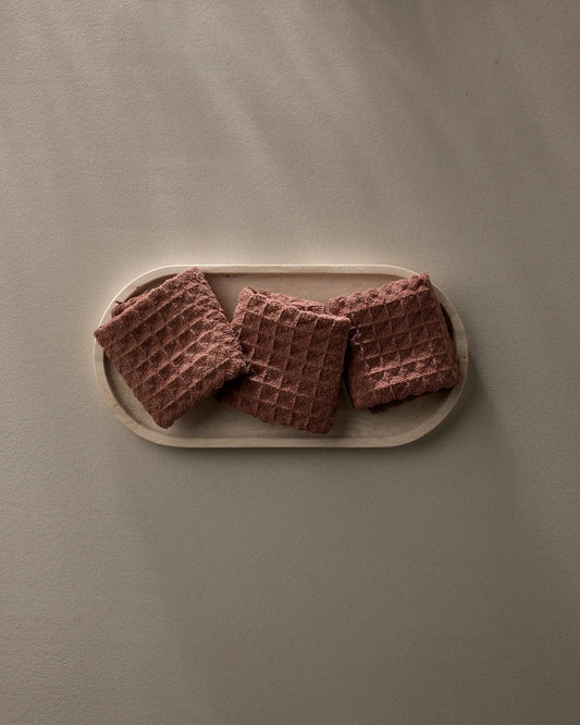 Dusty Rose Waffle Washcloth Set