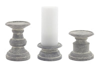 S/3 Cement Looking Candle Holders