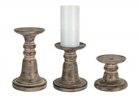 Candle Holder (Set of 3) 5"H, 7"H, 9.25"H Stone Powder/Resin