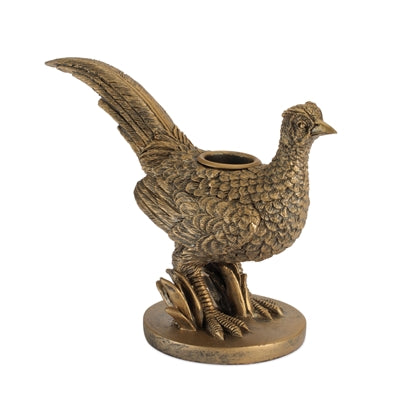 PHEASANT CANDLE HOLDERS (SET OF 2) 6.5"L X 4.5"H, 7.5"L X 5.5"H RESIN