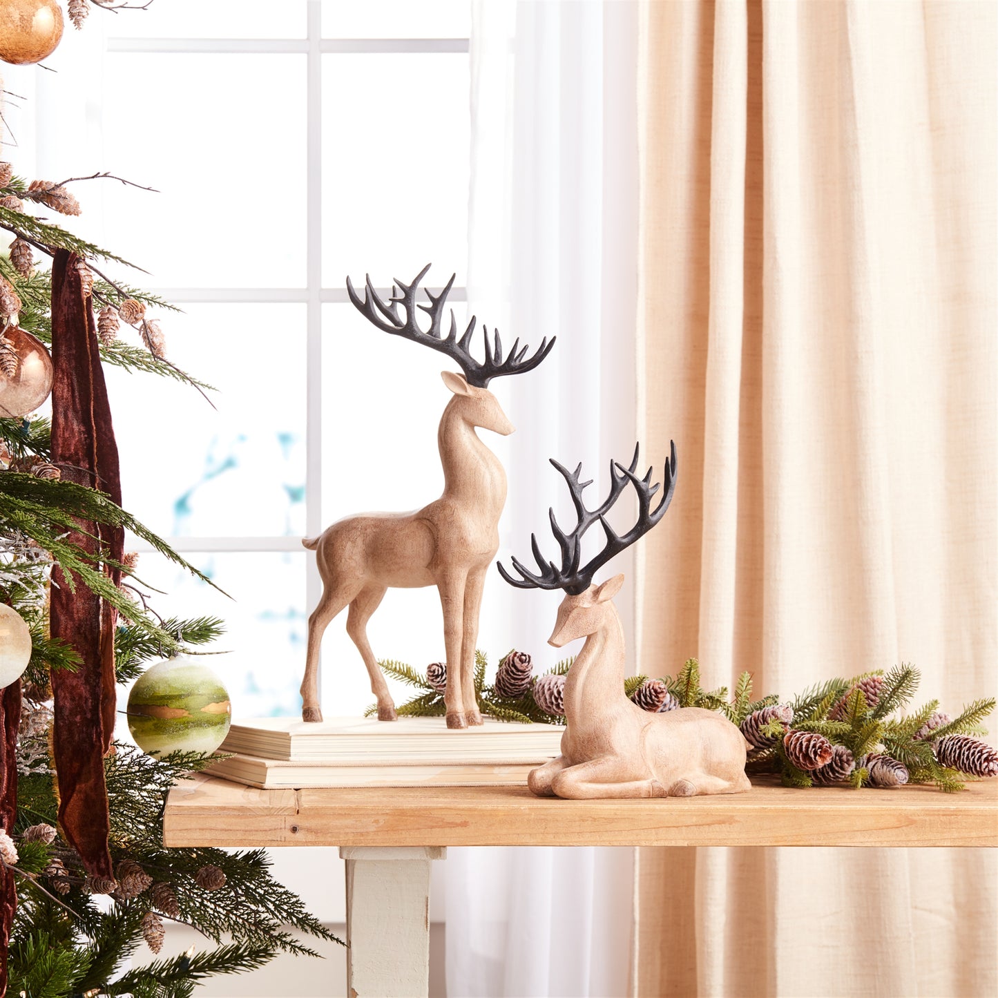 Set of 2 Brown with Dark Brown Antlers