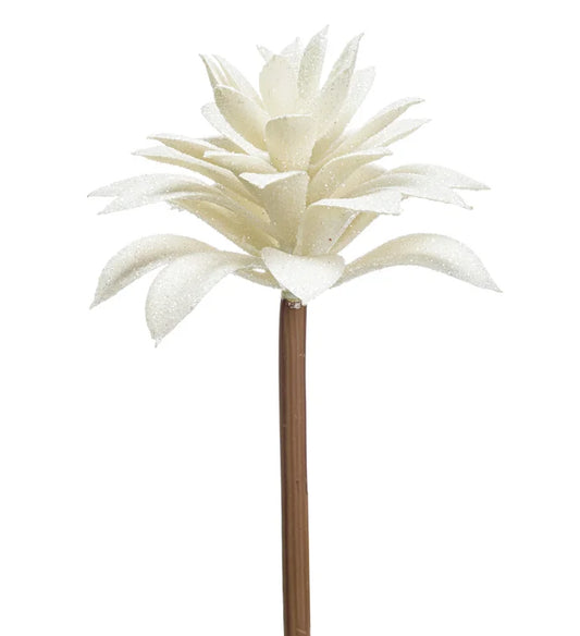 White Flocked Glitter Succulent