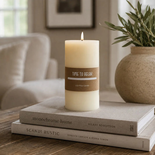 6” LED Ivory Pillar Candle