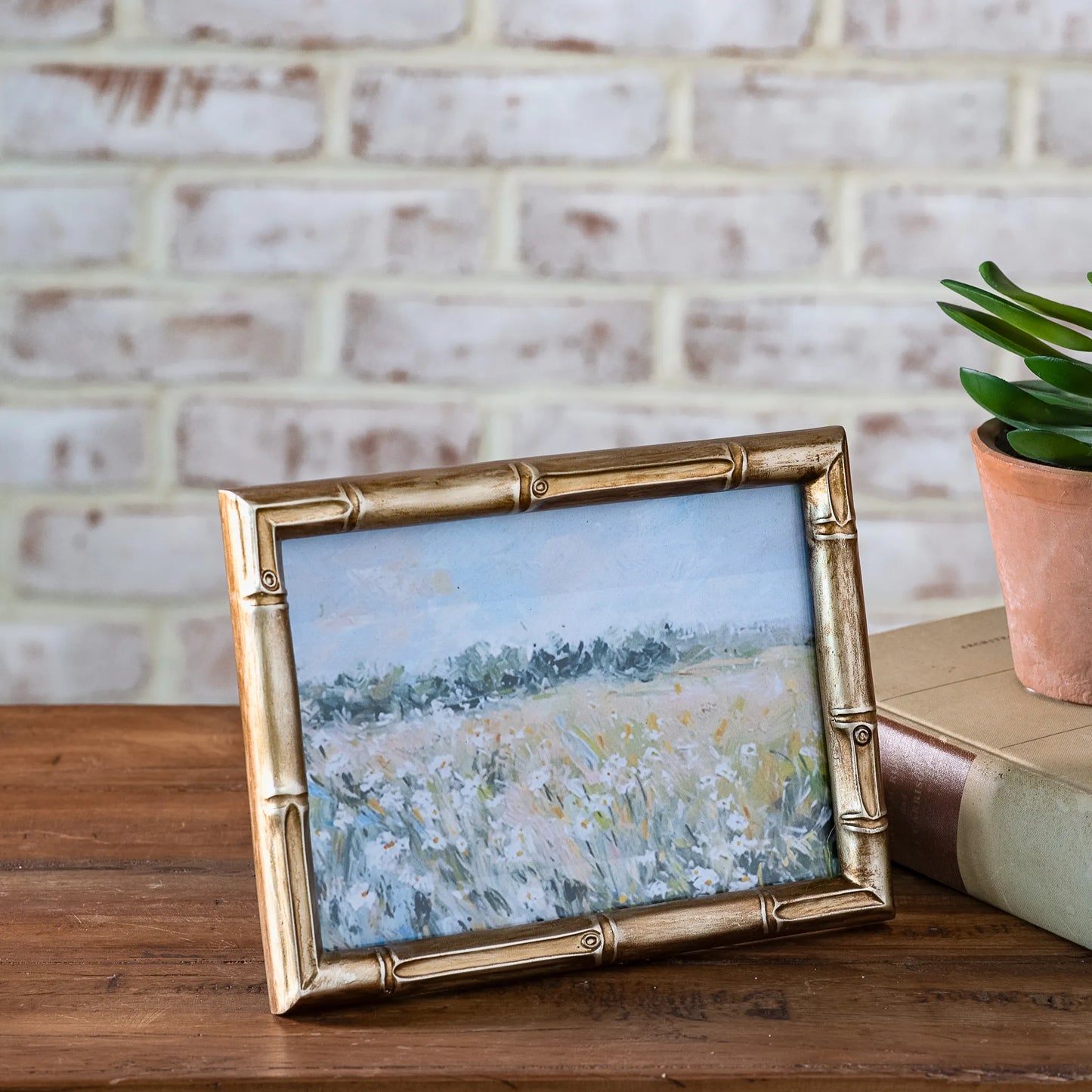 5x7 Faux Bamboo Gold Photo Frame