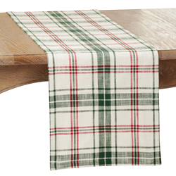 14x72 White/Green Plaid Runner