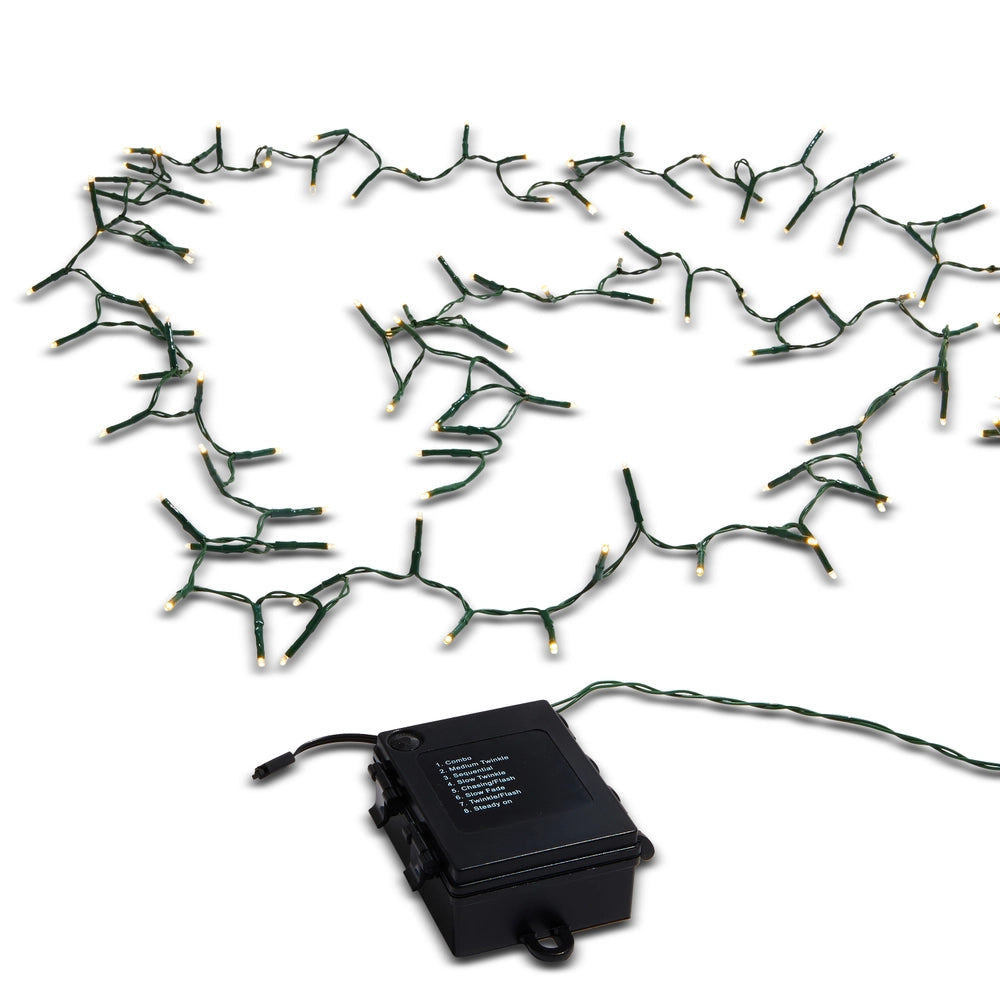 15" Snake Garland Green Wire White LIghts with Remote