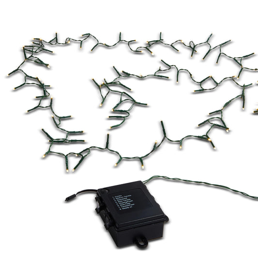 15" Snake Garland Green Wire White LIghts with Remote