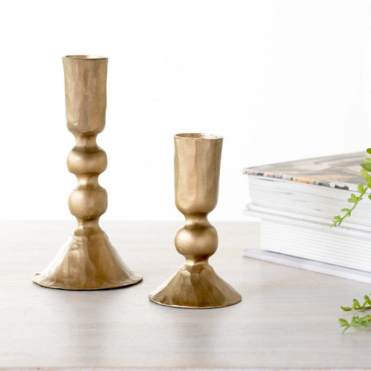 Gold Ball Candle Holders S/2
