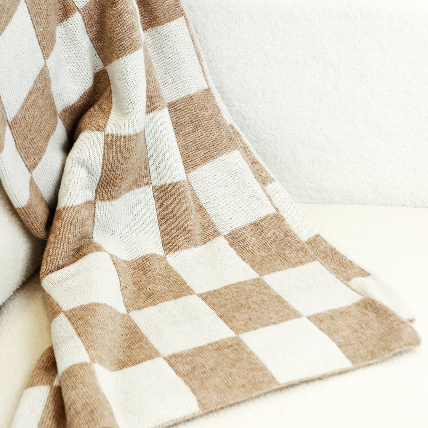 50″ X 60″ BEIGE PLAID THROW BLANKET