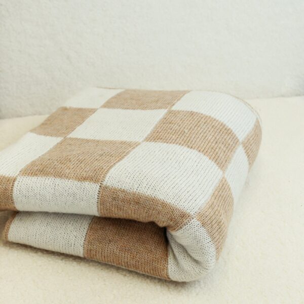 50″ X 60″ BEIGE PLAID THROW BLANKET