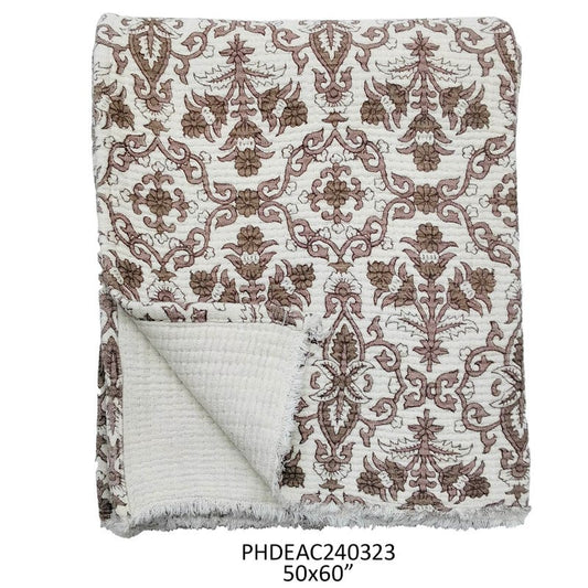 Millet Botanical Print Cotton Throw