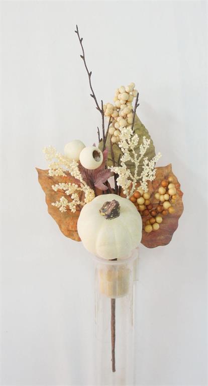 MIXED BERRY, PUMPKIN & LEAVES PICK, 15", CREAM FALL