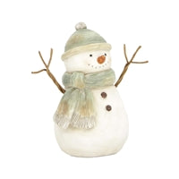 Sm. Green Scarf Resin Snowman