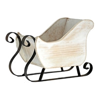White Distressed Metal Sleigh