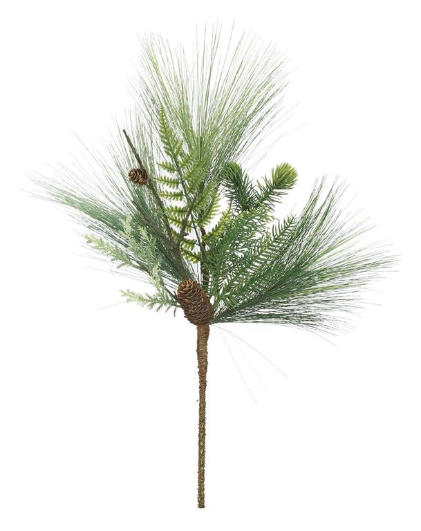 LONG NEEDLE PINE & PINECONE PICK, 18", GREEN
