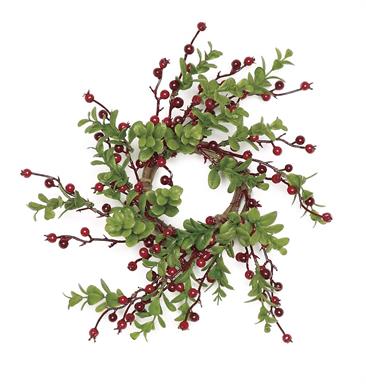 Boxwood & Currant berry Table Wreath, Red