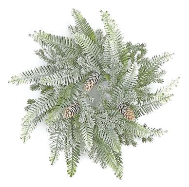 Frosted Hemlock Pine Table Wreath W/Cones