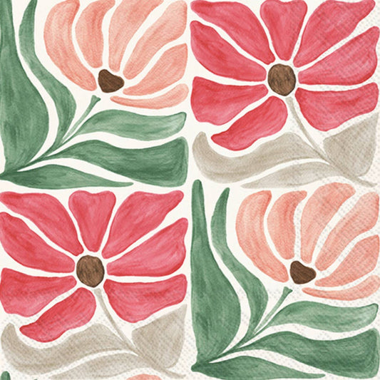 Paper Lunch Napkins Set/20 Modern Petals Pattern