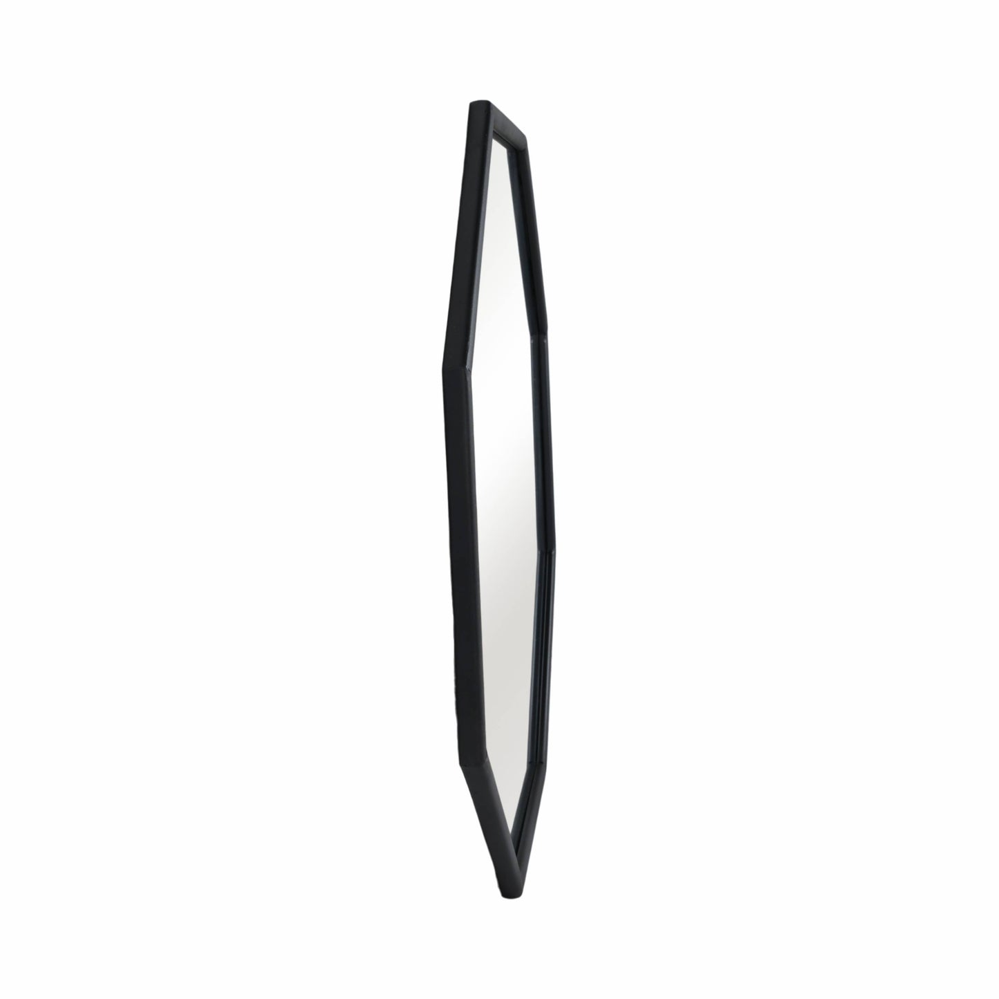 Metal Wood Modern Octagonal Wall Mirror - Black, 28 in.