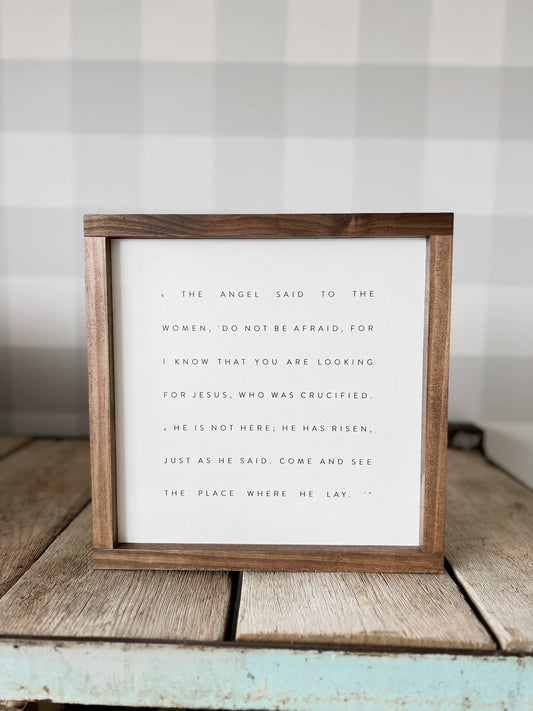 Matthew 28, He Is Risen | Easter Wall Decor