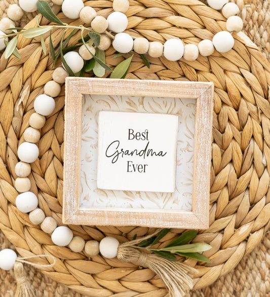 12618 - 5x5 rvs wood frame sign (MOM/GRANDMA)  MOTHER'S DAY