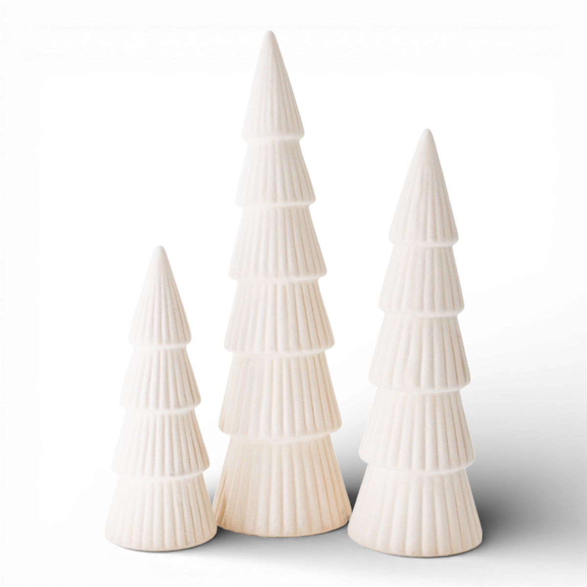 S/3 PN130 Dolomite Trees Cream 3.5" X 3.5" X 10", 4.25" X 4.25" X 13.5", 5" X 5" X 17"