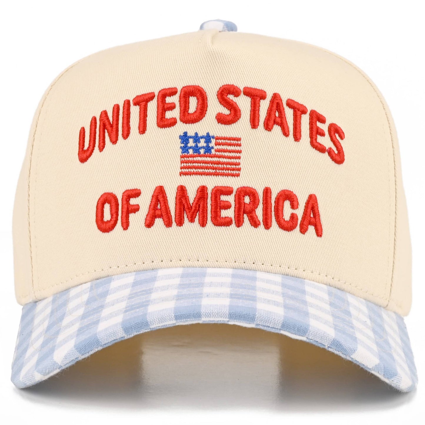 C.C Gingham UNITED STATES OF AMERICA on Two Tone Trucker Hat