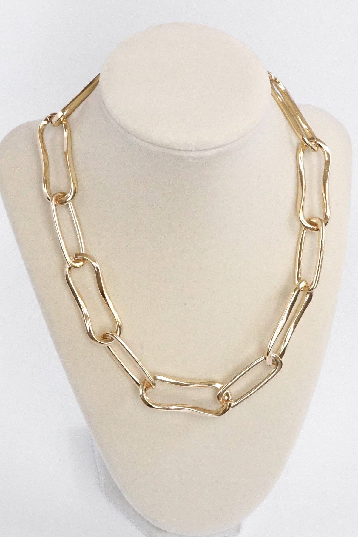 Short Chunky Chain Statement Necklace Big Long Golden Links