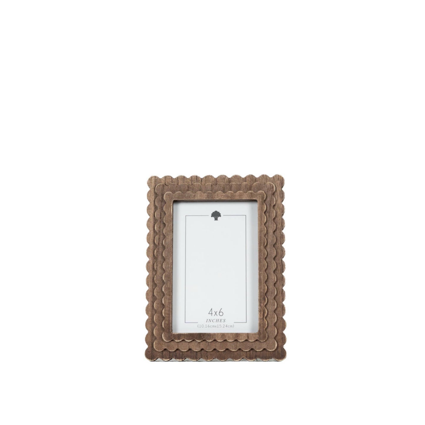 wood scallop photo frame for 4x6 pic, espresso