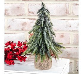 10.5" Frosted Tree in Burlap