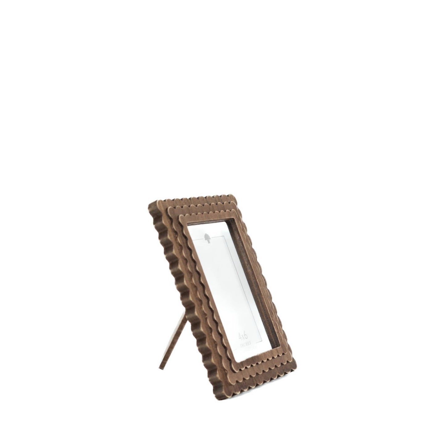 wood scallop photo frame for 4x6 pic, espresso