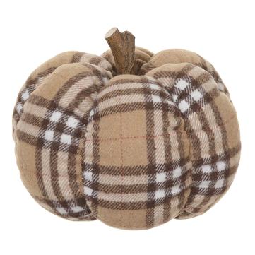 9.8"Hx10.6"D Pumpkin Plaid Tan