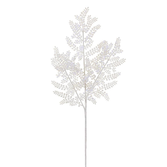 White Glittered Fern Spray