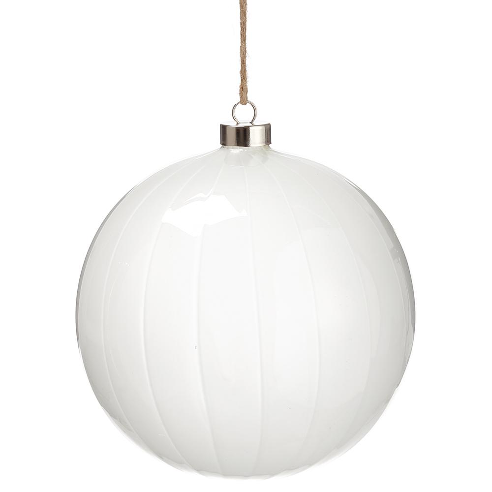 6" White Glass Ornament