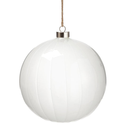 6" White Glass Ornament