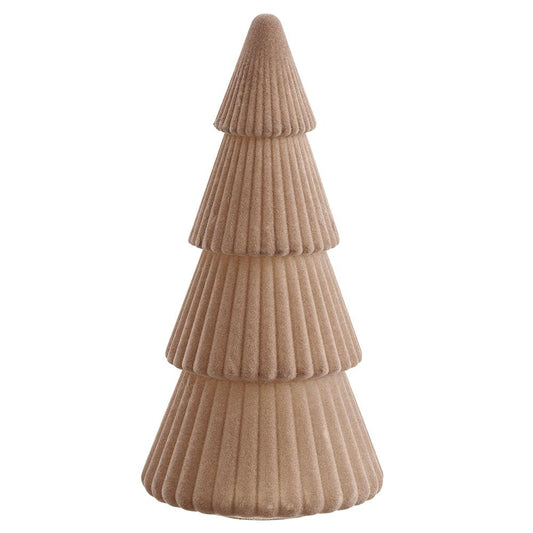 12" Flocked Glass Tree Table Top Taupe