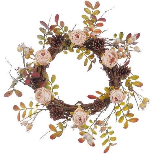 Rose/Pine Cone Mini Wreath 13"