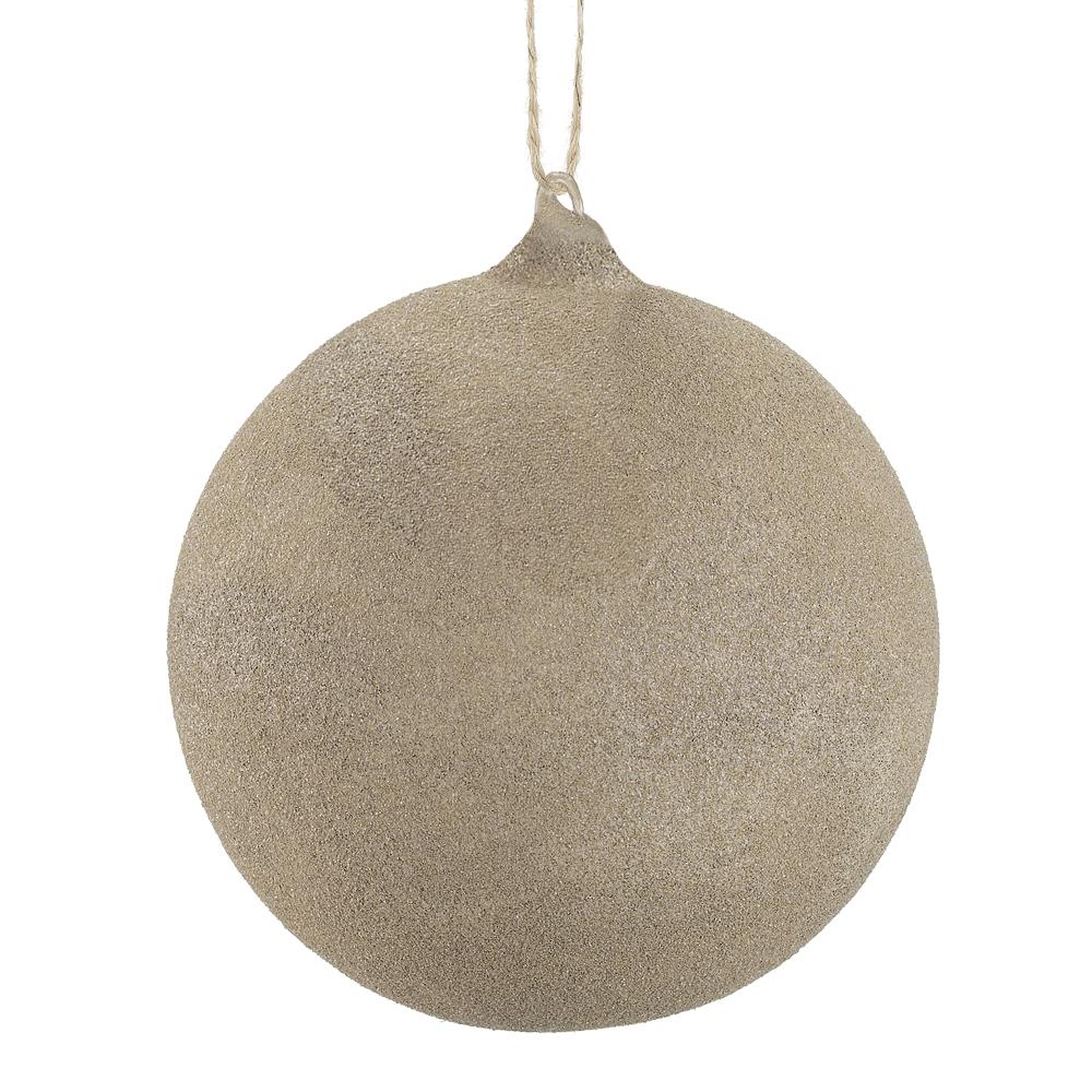 4.75" Glittered Glass Ball Ornament Beige