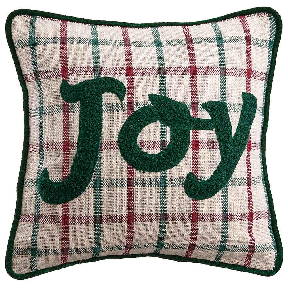 16"Wx16"L Joy Plaid Pillow  Mixed