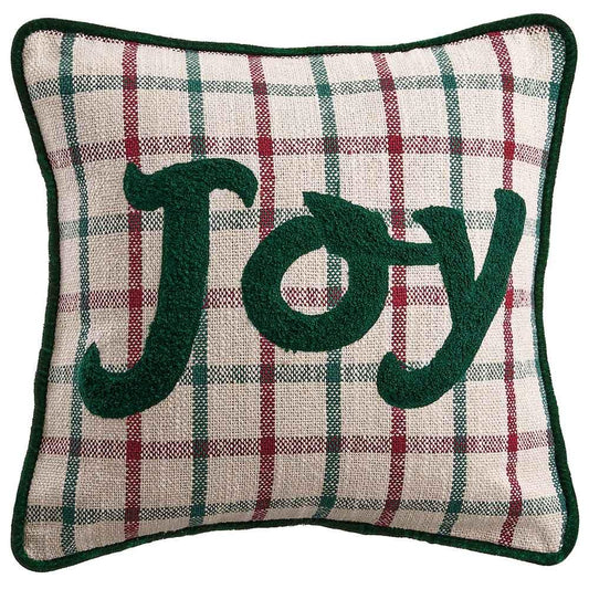 16"Wx16"L Joy Plaid Pillow  Mixed