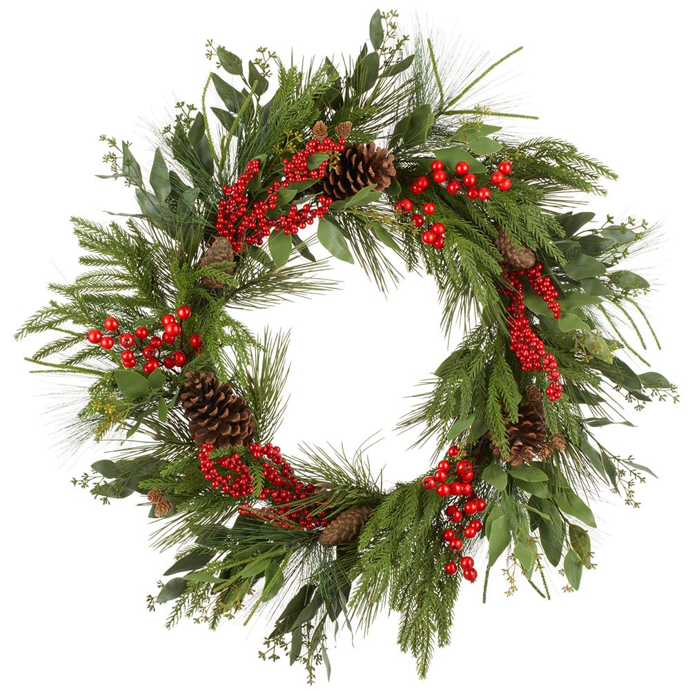 30" BERRY/PINE CONE/PINE WREATH
