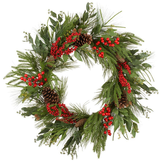 30" BERRY/PINE CONE/PINE WREATH