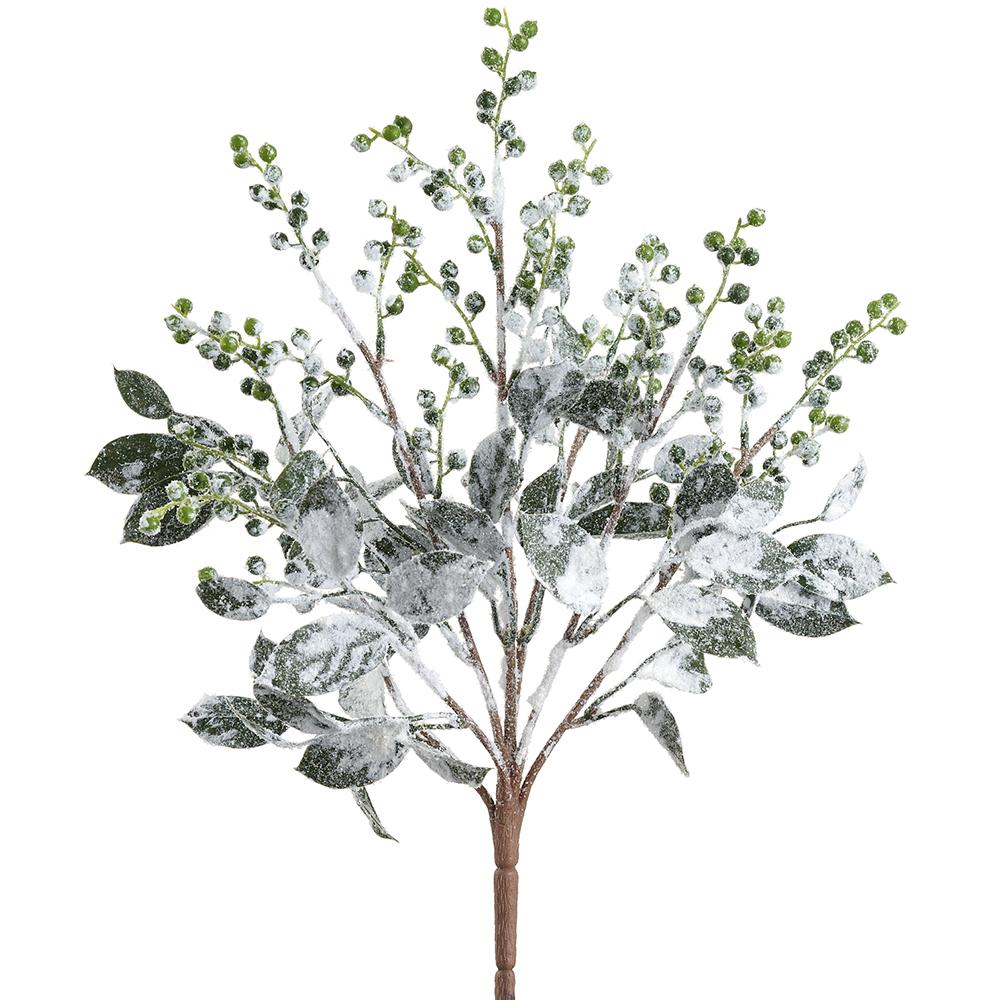 19" Snowed Berry Bush  Green White