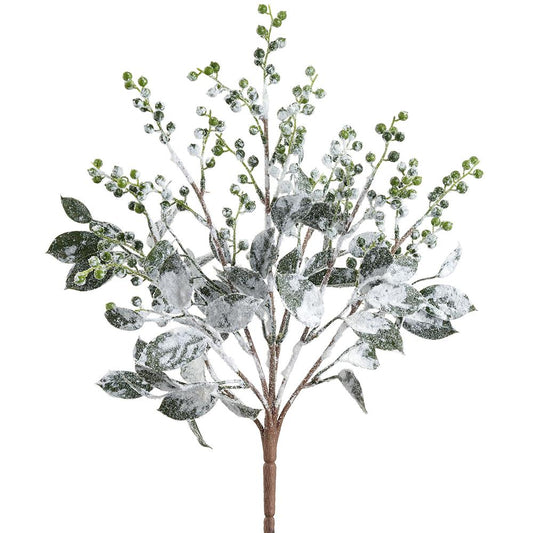 19" Snowed Berry Bush  Green White