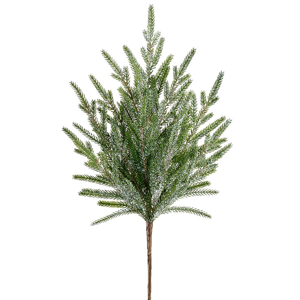 18" Glittered Cypress Pick  Green