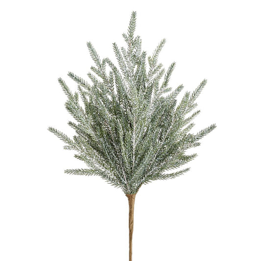 18" Snowed Soft PE Cypress Spray Green White