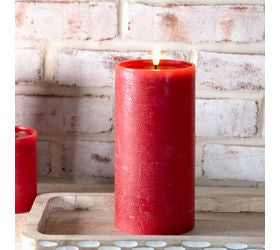8" Wide Red LED Pillar Candle