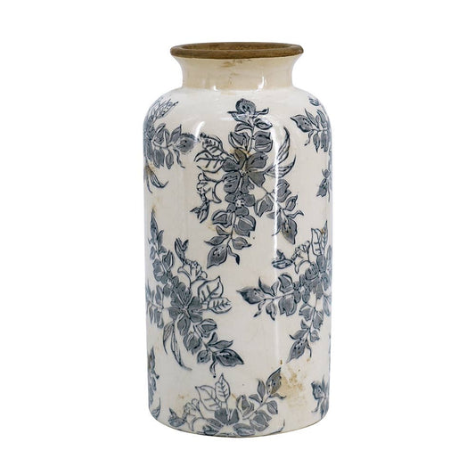 5.5x5.5x10.2" Midnight Blossom Ceramic Vase