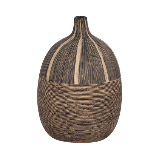 Ceramic Modern Tribal Decorative Vase - Brown, 10 in.