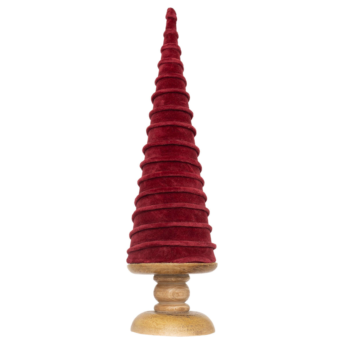 15.25" Burgundy Velvet Mango Wood Tree Christmas